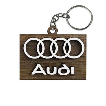 Imagem de Pacote 20 Chaveiro 3d Marca Audi com Argola 4cm Mdf Madeira Decorada -