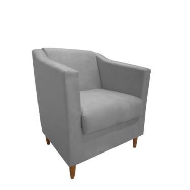Imagem de Poltrona Decorativa Recepção Consultório Átila Tila Sala Suede Cinza -