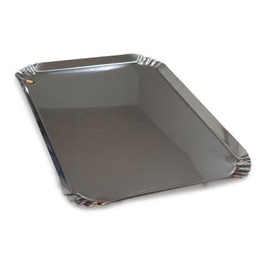 Imagem de Bandeja Inox Canto Crespo 32x24 cm - Kit 2 Peças - Formas e Bandejas I