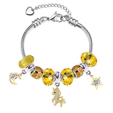 Imagem de Pulseira com pingente de pandora com ajuste de bétula branca You are in My Heart Melhor presente de aniversário para meninas joia DIY Amarelo