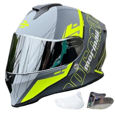 Imagem de Capacete de Moto Masculino Feminino Mormaii Neon Fosco Fechado Original Viseira Transparente + Espelhada (58)