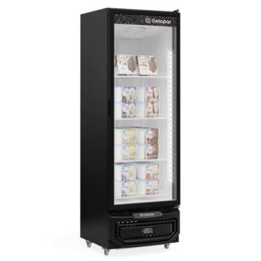 Imagem de Freezer/Conservador Vertical Conveniência para Sorvetes GPF-45 LP PR Gelopar - 446L Preto Iluminação LED -16° a -20°C 220V