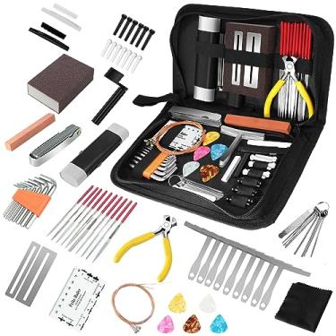 Imagem de Kit de ferramentas de guitarra de 79 peças, kit de reparo de guitarra, acessórios de guitarra, kit de configuração de guitarra Luthier Tools para ukulele baixo bandolim banjo, kit de manutenção de