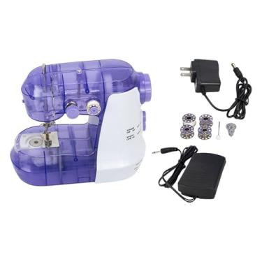 Imagem de rockible Mini máquina de costura com pedal, baixo ruído com 2 velocidades, máquina de costura doméstica compacta, máquina de costura elétrica