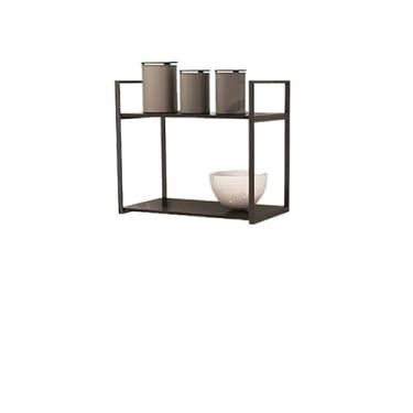 Imagem de Prateleira Industrial Parede ou Suspensa Aço e Madeira 50x40x60cm (PRETO)