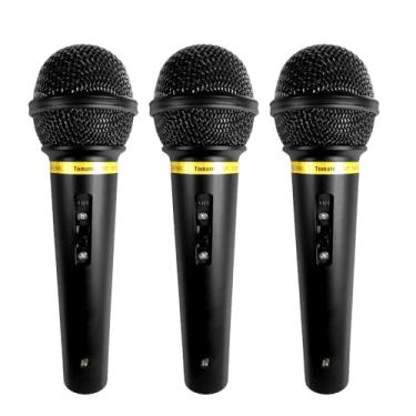 Imagem de 3 Microfones Profissional para Karaokê com fio 2.5mts Tomate