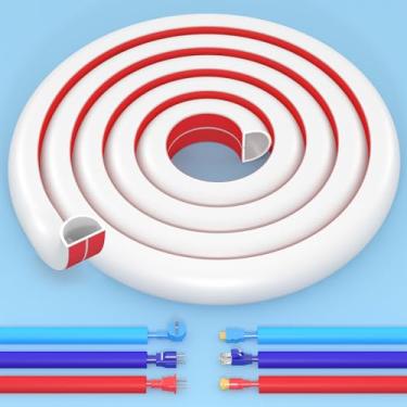 Imagem de Escondedor de cabo de parede de 118 polegadas autoadesivo flexível para TV de áudio doméstico RG6 cabo coaxial, corretivo de cabo de PVC para casa e escritório, cobertura de pistas de cabo, branco (3