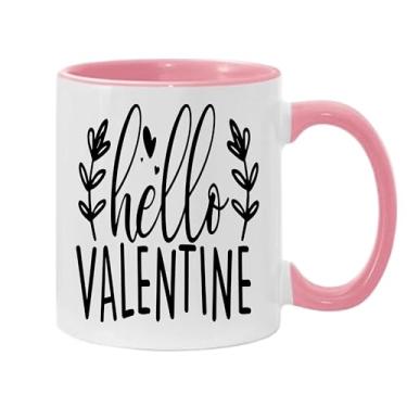 Imagem de SpreadPassion Caneca de café Hello Valentine, presente para namorado e namorada, ideia de presente de dia dos namorados, presente para marido e esposa, ideia de presente de aniversário do dia dos