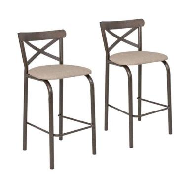 Imagem de Conjunto de 2 banquetas cozinha jantar ciplafe paris tubo bronze assen