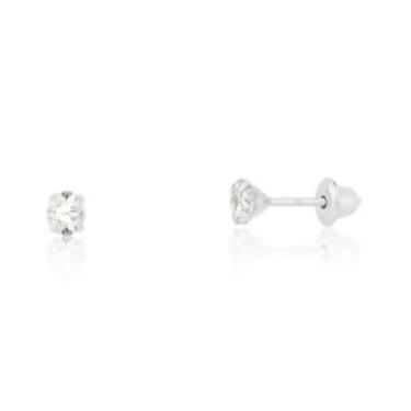 Imagem de Brinco Ouro 18k Primeiro Segundo Furo 3mm Ouro Branco - DR Jóias