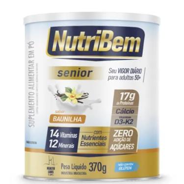 Imagem de NutriBem Senior, Suplemento Alimentar em Pó Sabor Baunilha, 370g, com 17g Proteínas, Cálcio, Vitaminas, Zero Açúcar