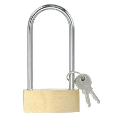 Imagem de PATIKIL Cadeados de latão sólido de 9,7 cm, 1 cadeado de cadeado longo diferente com chave com 2 chaves à prova de intempéries para academia, armário, portão, cerca, ambientes externos e internos