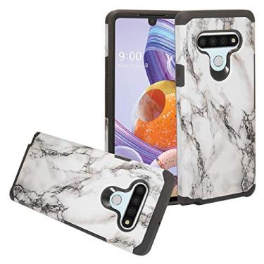 Imagem de CELZEN - Para LG Stylo 6 LM-Q730 (2020) - Capa de telefone com imagem híbrida - AD1 mármore branco