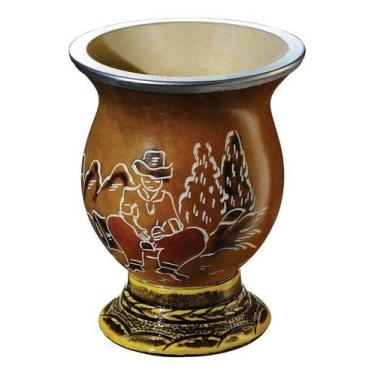 Imagem de Cuia Para Chimarrão Tererê Mate Com Pé Fixo Bocal Alumínio - Promate