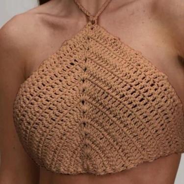 Imagem de Cropped Top Crochê Feminino Verão Top Triangulo Amarracao - Modella, N
