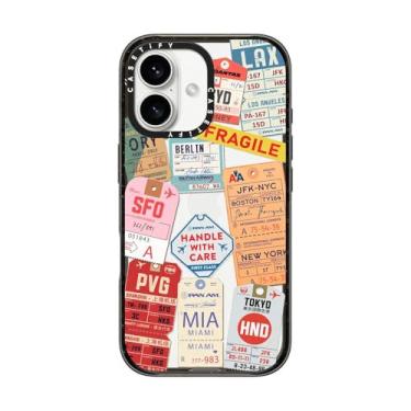 Imagem de CASETiFY Capa Impact para iPhone 16 [Fina / 2,5 m. Proteção contra quedas de grau militar 4X/Compatível com carregamento sem fio] - Airtags - Preto transparente