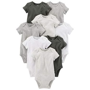 Imagem de Carter's Pacote com 8 bodies de manga curta para bebês, White/Grey, 9 Months