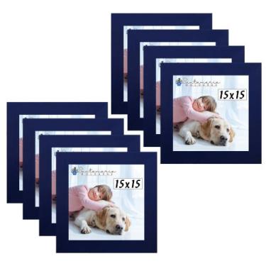 Imagem de Kit 8 Porta Retrado Molduras 15x15 Azul - Santamaria Molduras