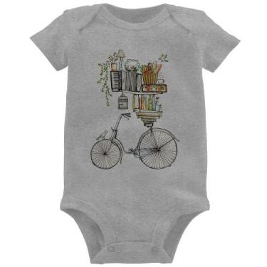 Imagem de Body Bebê Bicicleta e Livros - Foca na Moda, Cinza, M