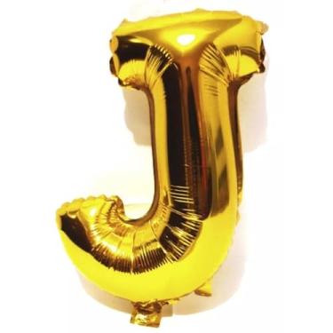 Imagem de Balão Metalizado Decorativo Letra J, 100 cm, Dourado, para Festas e Aniversários