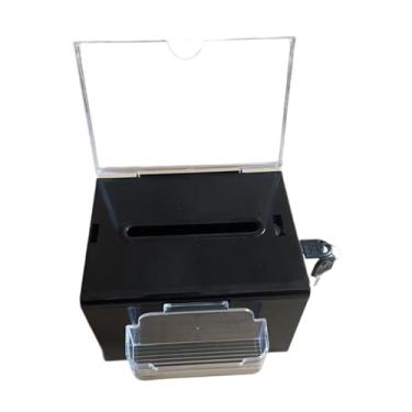 Imagem de Ｂｅｓｇａ Caixa de visita da caixa de sugestão Caso minimalista Caixa de doação de acrílico de comentários MultiPross para loja de caridade, Preto