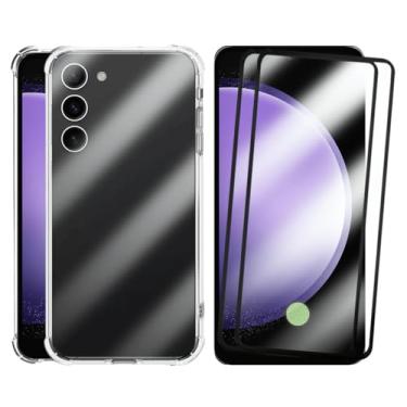 Imagem de Capa Capinha Anti Impacto e 2 Películas Vidro 3D Compatível Samsung Galaxy S23 FE Transparente Com Proteção de Câmera