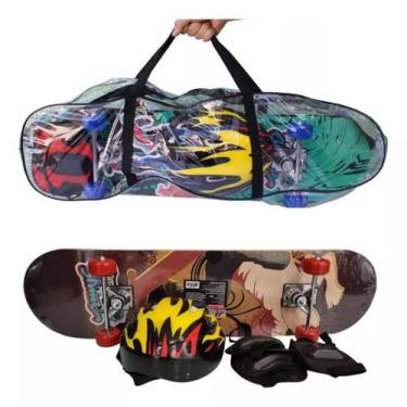 Imagem de Kit Skate Infantil Completo Resistente Com Proteção E Capacete Colorid