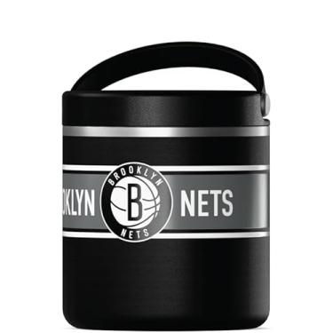 Imagem de Hydrapeak Frasco térmico de aço inoxidável isolado a vácuo de 740 ml oficialmente licenciado pela NBA Brooklyn Nets com alça, garrafa térmica de sopa à prova de vazamento de boca larga para adultos,