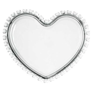 Imagem de Prato de sobremesa de vidro em forma de coração prato de salada transparente prato de jantar reutilizável prato de servir para sobremesa, aperitivo, frutas, bolo (1 peça)