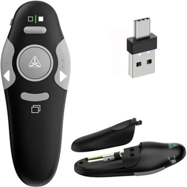 Imagem de VOVIGGOL Clicker de apresentação USB/Tipo-C 2 em 1 para controle remoto de apresentação em PowerPoint, 2,4 GHz, sem fio, apresentador, USB, Google Slide Advancer PPT PowerPoint Clicker para Mac,
