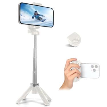 Imagem de Mini tripé de bastão de selfie JC-25, quadripé de chão para tirar fotos, com controle remoto embutido destacável, tripé de bolso portátil de viagem 3 em 1 (branco)