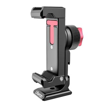 Imagem de Suporte para Smartphone Ulanzi ST-27, Rotação 360°, Montagem em Tripé, Corpo Metálico, Dupla Sapata Fria, Padrão Arca, Fixação Segura, Compatível com Acessórios para Vlogging e Produção Audiovisual