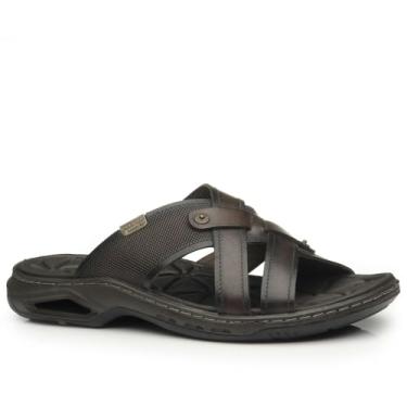 Imagem de Pegada, Chinelo Masc Pegada Couro Anilina Marrom Cravo 133202-03 Tamanho:38;Cor:Marrom