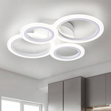 Imagem de TEMINBU Luz de teto LED moderna, luz de teto branca com 4 anéis de montagem embutida, luminária de teto 4000K para cozinha, quarto, sala de estar, lavanderia