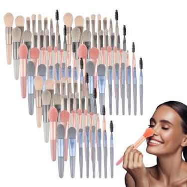 Imagem de Kit 12 Estojos Pincéis Para Maquiagem 8 Peças Cada Mini Pincel Precisã