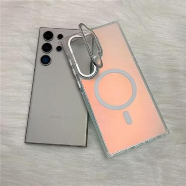 Imagem de HPQWN Para Samsung Galaxy S24 Ultra Luxury Matte Magnetic Case Capa rígida com carregamento sem fio (para Samsung Galaxy S24 Ultra/branco)