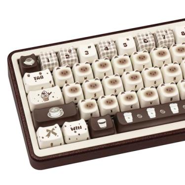 Imagem de COOMICKEY 133 teclas PBT 60 65 75 100 por cento, sublimação de tinta de perfil Mao, conjunto de teclas personalizadas de gato fofo para teclado 61/64/68/84/87/100/104/108 Cherry MX teclado mecânico