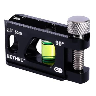 Imagem de BETHEL Nível de torpedo magnético de 6 cm com sulco em V e trilhos magnéticos, nível de bolha de bolso de liga de alumínio para tubos, conduítes e metais