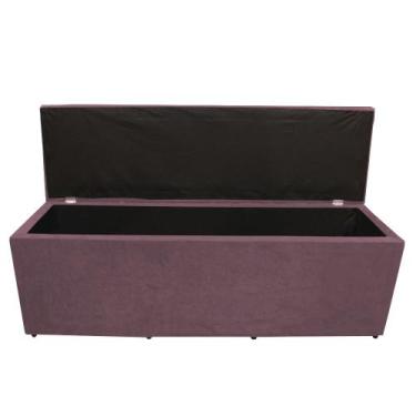 Imagem de Calçadeira Baú Paris Casal 140 cm Botão Strass Suede Rosê Do Lar Móvei