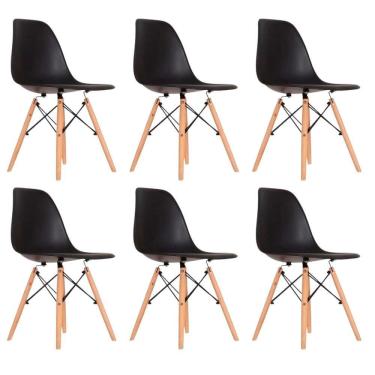 Imagem de Conjunto 6 Cadeiras Eames Eiffel Dkr Movescan Preta