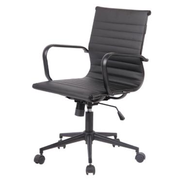 Imagem de Cadeira Giratória Baixa Office Sevilha Esteirinha em pu Preto Aço Preto Base Rodízio