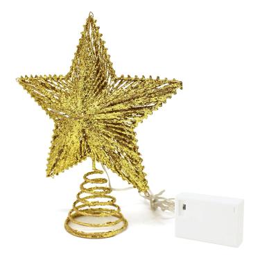 Imagem de Árvore de Natal Top Star cvhomedeco Gold Glittered 3D com LED