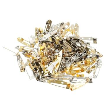 Imagem de PATIKIL 100 pinos de crachá, pinos de segurança de 25 mm etiqueta de nome para crachá em massa tiras planas médias para roupas, artesanato DIY, colorido