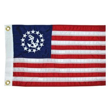 Imagem de Bandeira de bandeira de iate dos EUA costurada Taylor para barcos, 40,64 cm x 60,96 cm, nylon de grau marinho, resistente ao desbotamento, ilhós de latão, estrelas e listras bordadas, apenas bandeira - 2020109185
