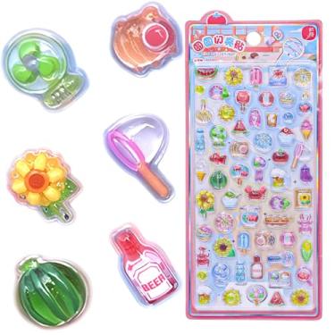 Imagem de Adesivos de decoração 3D de desenho animado fofo espesso e colorido verão macio paster reutilizável difuso portátil decoração mini adesivos minúsculos para scrapbooks, agendas, cadernos, capa de