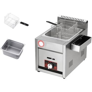 Imagem de Fritadeira,fritadeira A Gás Comercial,cesta De Bancada 12l Fritadeira De Aço Inoxidável Fritadeira Caseira Restaurante Batatas Fritas Com Calha De Tempero