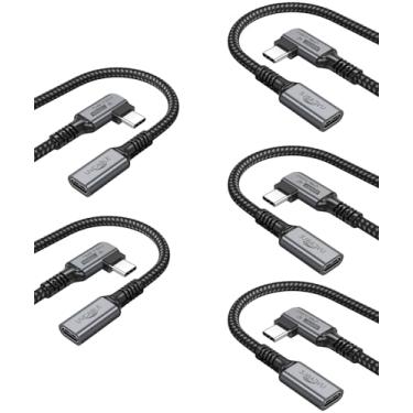 Imagem de Cabo de extensão USB C de 2 metros, cabo extensor USB 3.2 geração 2 carregamento rápido 100 W, transferência de dados 10 Gbps, monitor de vídeo 4K a 60 Hz, pequeno USBC macho para fêmea ângulo reto