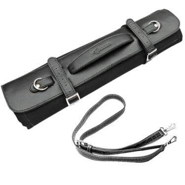 Imagem de Estojo De Facas Canvas E Couro Com 11 Espaços e Alça Lateral