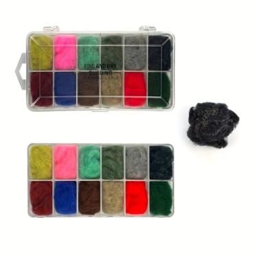 Imagem de Aventik Conjunto de microfibra Tika Sports 12 cores para amarrar moscas secas e midge Crafting Line Yarn Scud Sand Worm Flies Novo material de amarração para ninfa (fino e seco)