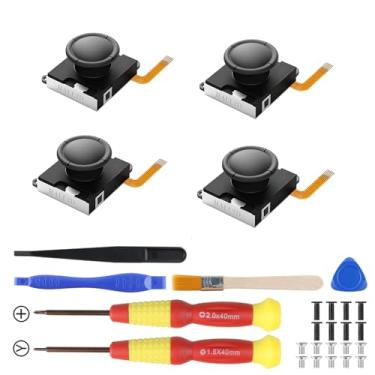 Imagem de BRONAL Substituição De Joystick Para Switch Joycon, [Sem Desvios] Efeito Hall Switch/Switch Oled/Switch Lite, Controle Joycon Esquerdo/Direito Com Kit Ferramentas Reparo, Tampas Joysticks [Pacote 4]
